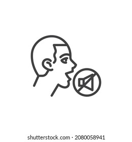 Voice assistant control line icon. linear style sign for mobile concept and web design. Speaker sound mute outline vector icon. Symbol, logo illustration. Vector graphics