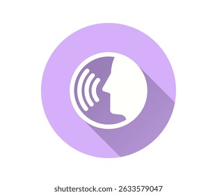Voice assistant flat icon. Simple illustration with long shadow for graphic and web design.