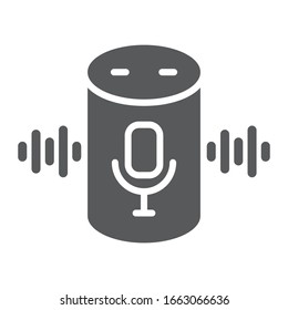 Voice assistant glyph icon, technology and voice control, smart speaker sign, vector graphics, a solid pattern on a white background, eps 10