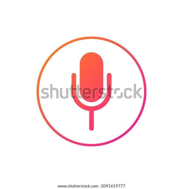 Voice assistant hi tech ai artificial intelligence\
speech recognition technology isolated icon. Vector pink microphone\
in round circle, music and media recording, speech and voice\
recognition button