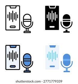 voice assistant icon collection of various styles for design branding, print and digital media