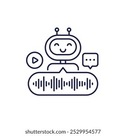 Voice assistant icon with robot, line vector