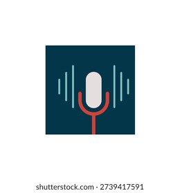 Voice assistant icon for speech recognition, hands free control, and AI interaction system.