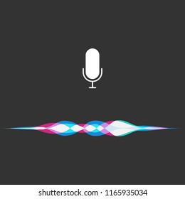 Voice Assistant. Interface Of A Personal Assistant Siri. Microphone Icon And Sound Waves. Vector Illustration.