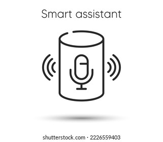 Voice assistant line icon. Smart speaker sign. Radio speaker with microphone symbol. Illustration for web and mobile app. Line style smart assistant icon. Editable stroke live podcast. Vector