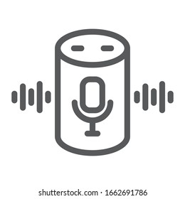 Voice assistant line icon, technology and voice control, smart speaker sign, vector graphics, a linear pattern on a white background, eps 10