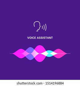 Voice Assistant Logo Sound Wave Flat Stock Vector (Royalty Free ...