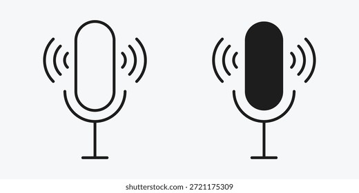 Ícone de microfone de assistente de voz representando controle de voz, reconhecimento de fala, assistente virtual, interação com IA e tecnologia inteligente.