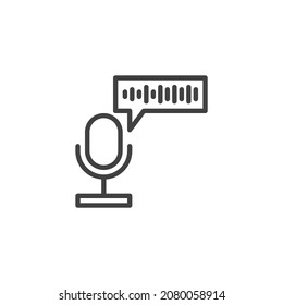 Icono de línea de micrófono del asistente de voz. signo de estilo lineal para concepto móvil y diseño web. Icono de vector de contorno de reconocimiento de voz. Símbolo, ilustración del logotipo. Gráficos vectoriales