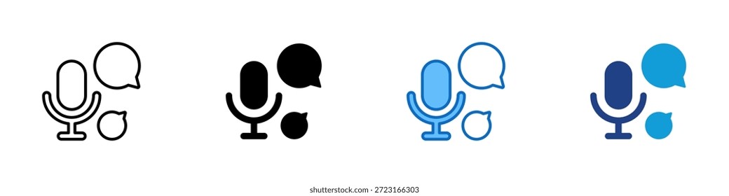 Voice Assistant Multiple Style Icon Design Vetor - Interface de assistente baseada em voz para reconhecimento de fala, entrada de áudio e tecnologia de conversação inteligente