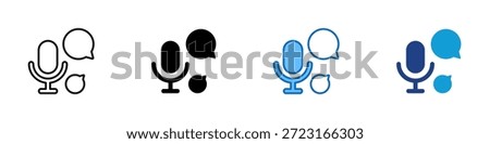 Voice Assistant Multiple Style Icon Design Vector - Voice based assistant interface for speech recognition, audio input, and intelligent conversation technology