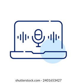 Sprachassistent auf dem Laptop. Pixel-perfektes Symbol