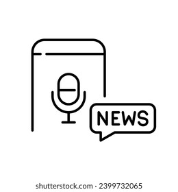 Asistente de voz para compartir noticias. Trazo de píxeles perfecto, editable