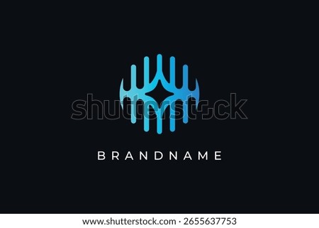 Voice assistant, sound recognition artificial intelligence logo design vector template. 