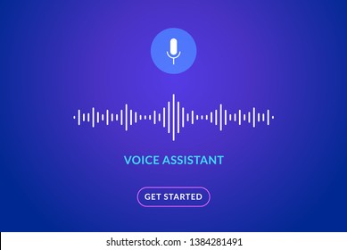 Voice Assistant Soundwave Illustration. AI Assistant Conversation Sound Tech, Smart Recognition.