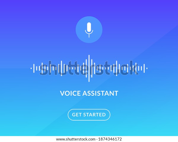 Voice assistant soundwave\
illustration. AI assistant conversation sound tech, smart\
recognition