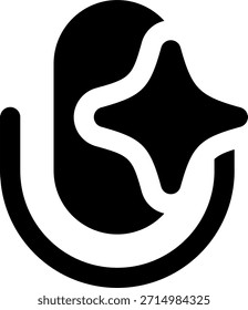Icono de Vector de asistente de voz en estilo moderno, interfaz de voz AI e ilustración de compañero de comunicación digital. Icono de glifo