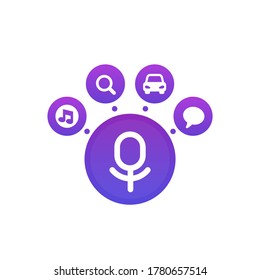 Voice assistant vector icons on white