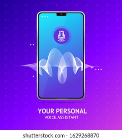 Voice Assistant which Realistic Detailed 3d Mobile Phone Device Technology Concept. Vector illustration of Smartphone Ai System