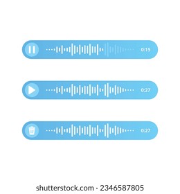 Voice and audio message. Modern communication ui in messenger. Voice messages on a white background. Vector illustration