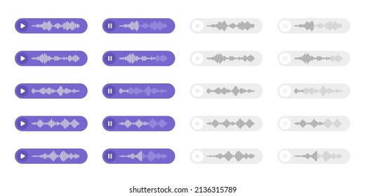 Voice, audio message, speech bubble. SMS text frame. Social media chat or messaging app conversation. Voice assistant, recorder. Sound wave pattern. Vector illustration