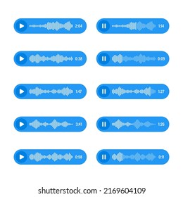 Voice, audio message, speech bubble. SMS text frame. Social media chat or messaging app conversation. Voice assistant, recorder. Sound wave pattern. Vector illustration