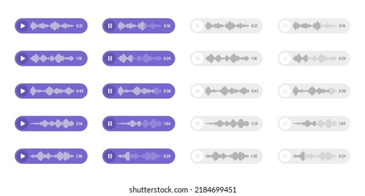 Voice, audio message, speech bubble. SMS text frame. Social media chat or messaging app conversation. Voice assistant, recorder. Sound wave pattern. Vector illustration
