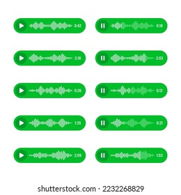 Stimme, Tonnachricht, Sprechblase. SMS-Textrahmen. Chat in sozialen Medien oder Messaging-App-Konversation. Sprachassistent, Rekorder. Schallwellenmuster. Vektorgrafik