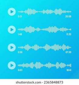 Voice, audio message, transparent speech bubbles. SMS text frame. Social media chat or messaging app conversation. Voice assistant, recorder. Sound wave pattern. Vector illustration