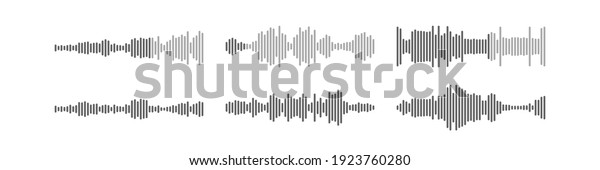 Voice audio message vector smartphone app\
interface design, flat wave flat soundwave set, waveform speech\
collection illustration.
