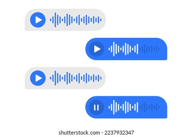 Voice and audio messages. Voice messaging correspondence. Online chat. Voice messages bubbles. Communication in messenger. Voice message bubble icon with sound wave. Vector illustration