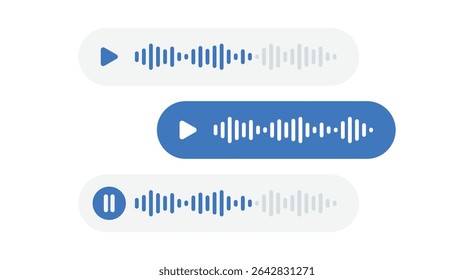 Voice and audio messages Voice messaging. Spectrum noise and pause button Record music player Mobile app sound wave Message voice recorde