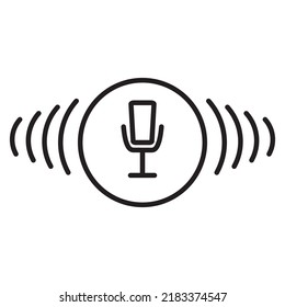 Voice and audio recognition.Voice recognition.AI personal assistant.Microphone icon button.Sound wave audio spectrum line.