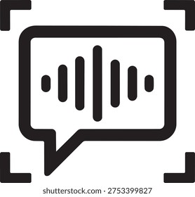 Voice audio wave chat bubble focus square icon for biometric authorization identification and speech recognition technology