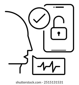 Voice Authentication icon. Voice recognition to unlock the mobile phone. 