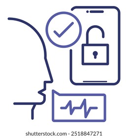 Biometría de voz. Icono de tecnología de seguridad que utiliza patrones de voz únicos para la verificación de identidad