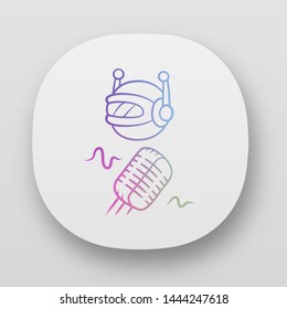 Voice bot app icon. Voice recognition. Voicebot. Verbal computing service. Software program. Artificial intelligence. UI/UX user interface. Web or mobile applications. Vector isolated illustrations