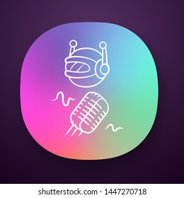 Voice bot app icon. Voice recognition app. Verbal computing service. Artificial intelligence. Virtual assistant. UI/UX user interface. Web or mobile application. Vector isolated illustration