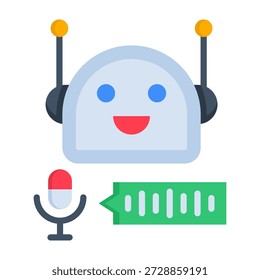Voice-Bot-Symbol, flache Vektorgrafik
