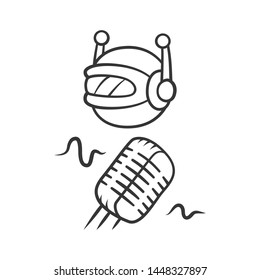 Voice bot linear icon. Voice recognition. Software program. Artificial intelligence. Thin line illustration. Contour symbol. Vector isolated outline drawing. Editable stroke