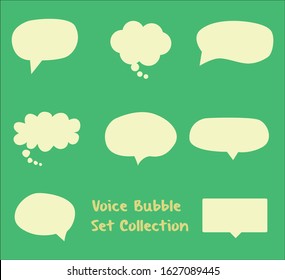 Voice bubble flat design vector illustrationcontain some variation of voice bubble. It's a set of voice bubble in soft yellow color.