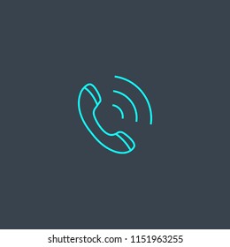 voice call concept blue line icon. Simple thin element on dark background. voice call concept outline symbol design from message set. Can be used for web and mobile UI/UX