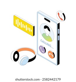 Voice call vector Gradient isometric Style illustration. Eps 10 File