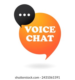 Voice Chat banner in orange speech bubble with shadow. Balloon, business, advertising, announcement, promotion, logo design. Place your text. Communication, talk, message, mail. Vector illustration