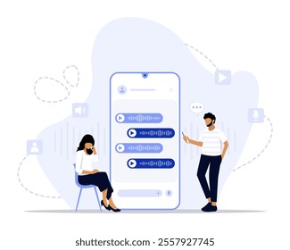 voice chat concept illustration. Suitable for landing page, ui, web, App intro card, editorial, flyer, and banner.