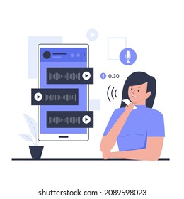 Concepto de diseño de ilustración de chat de voz. Ilustración de sitios web, páginas de aterrizaje, aplicaciones móviles, carteles y banners