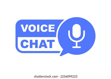 Voice chat logo. Voice message icon. Voice message with sound wave and microphone for chat. Voice messaging correspondence. Dialogue symbol.