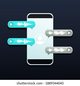 Voice chat. Voice messages bubbles on smartphone. Illustration vector