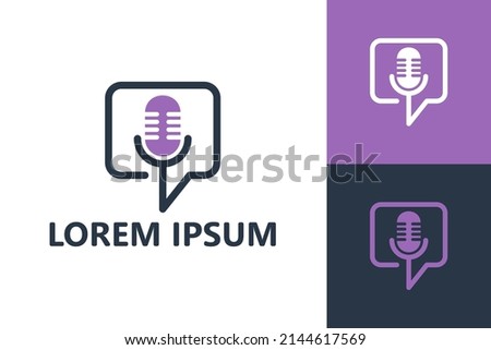 Voice chat, podcast talking logo template design vector