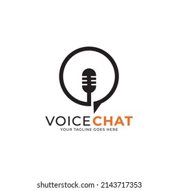 Voice Chat Or Podcast Vector Logo Template. This Design Use Dialogue Symbol. Suitable For Business.